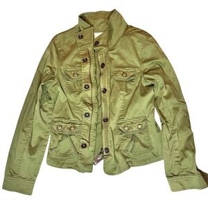 Y2K‎ AMI Olive Green Cargo Utility Jacket Grommet Pockets Juniors Large